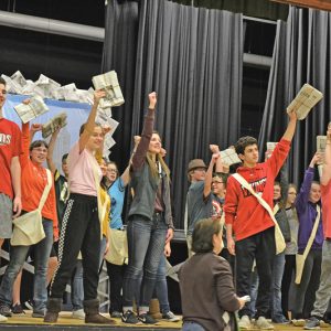 NEWSIES — This year's Colfax High School musical is "Newsies," a production based on the Newsboys' Strike of 1899 in New York City. "Newsies" started out as a Disney film in 1992 and became a Broadway musical in 2012. The Colfax High School performances are this weekend on Friday, Saturday and Sunday in the Martin Anderson Gymnasium. —photo by LeAnn R. Ralph