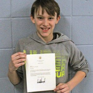 Brady Thompson receives letter from President Trump