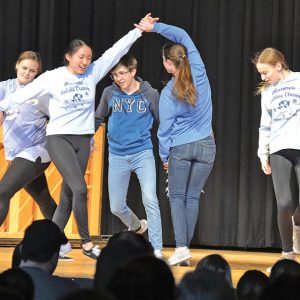 CROWN DANCE — The "Crown Dance" performed by Kayla Scholfield, Katie Riley, Wesley Kallstrom, Brynn Bergeson and Jazmyne Peterson was one of the runners-up in the fan favorites contest at Spotlight Night April 5 at Colfax High School in the Martin Anderson Gymnasium. Audience members buy ballots and vote for their favorite performers. Spotlight Night raises funds for scholarships to send Colfax students to music camps. — Photo by LeAnn R. Ralph