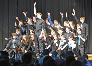FORGET YOU — The Colfax High School show choir performed "Forget You" at Spotlight Night April 5 in the Martin Anderson Gymnasium. Spotlight Night raises funds for scholarships to send Colfax students to music camps. — Photo by LeAnn R. Ralph