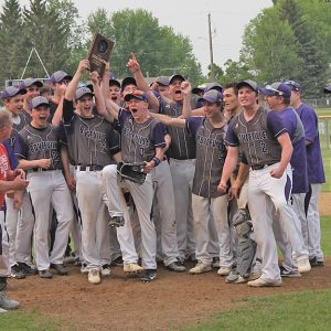 BV baseball vs Regis regionals with plaque