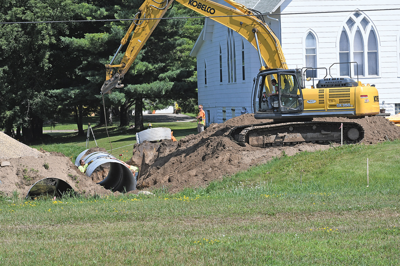 NEW CULVERTS were being installed Monday, July 22 on the west end of Boyceville's Main Street reconstruction project. —photo by Shawn DeWitt