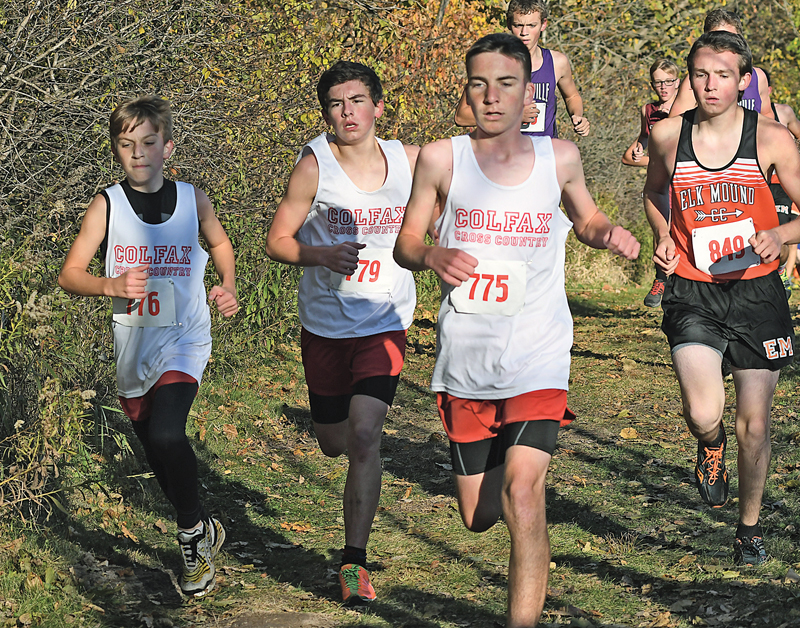 2019 DSC boys CC Conference Jadent Buchholz Luke Blanchard Ashton Yarrington 