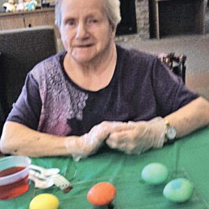 Bev Thompson did a great job coloring eggs. —photo submitted