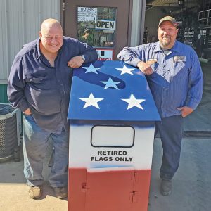 Donny Schley, Steve Rowan with flag box