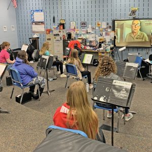 photo of GCHS hosting clinic with US Marine Band musician