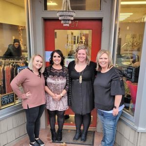 FOUR NEW businesses, located in the former Lice Avengers’ building, have opened in Glenwood City. The owners, pictured from left to right are, Danielle Hovde (Danielle Hovde Hair Studio), Carrie Steger (Fancy’s Salon and Spa), Amanda Schone (57 Hills Salon & Boutique), and Jamey Tuttle (Serenity Care Agency & Serenity Enterprises). —photo submitted