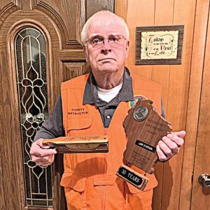 Bud Gilbertson recognized by DNR for 35 years Hunter Education