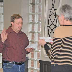 Lukas Montgomery swearing in as new village president for Village of Boyceville