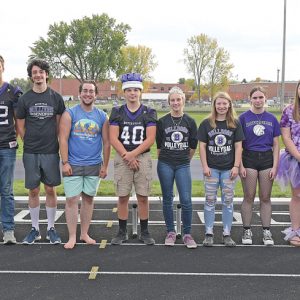 2021 BOYCEVILLE HOMECOMING COURT — This year’s homecoming king and queen, Peyton Ponath and Lacota Brown, were chosen at the conlcusion of the Pep Fest Friday afternoon, October 1. The senior homecoming court is pictured above. From left to right are: Ryan Bauer, John Klefstad, Brian Johnson, Luca Pierre, King Peyton Ponath, Queen Lacota Brown, Madison Andrews, Julieanna Banyai, Hailey Webb, and Asha Haase. —photo by Shawn DeWitt