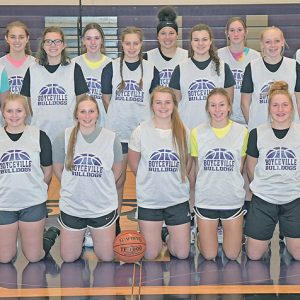 THE BOYCEVILLE girls' basketball team returns some experience for the 2021-22 campaign. Front row (L to R): Delaney Olson, Jadynn Traxler, Harper Olson, Hailey Hanestad, Jaden Stevens, Hannah Dunn and Ashley Prestrud. Middle row (L to R): Tori Stender, Makayla Nelson, Lexi Schlough, Abby Schlough, Sarah Stoveren and Cambrie Reisimer. Back row (L to R): Rachael Montgomery, Kaci Fisher, Kenya Smith, Laci Link and Cora Leslie. —photo by Shawn DeWitt