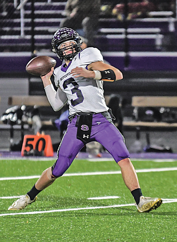 MAKING A tackler miss during a kickoff return was Boyceville’s Caden Wold. The sophomore finished with four catches for 144 yards and two touchdowns inlcuding an 88-yard strike from Ira Bialzik n the second quarter. —photo by Rochelle Olson