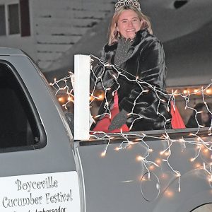 BOYCEVILLE’S Royal Ambassador Paige Mrdutt rode in the lighted holiday parade at this year’s Spirit of Christmas celebration held Saturday evening, December 11. More photos of all area Christmas events will appear in next week’s annual Christmas Edition of the Tribune Press Reporter. —photo by Shawn DeWitt