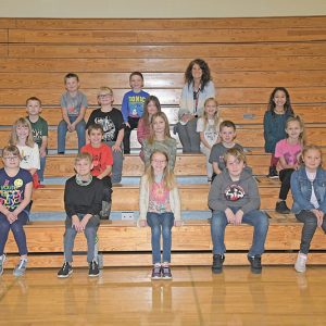 MRS. HOVDE’S 3RD GRADE CLASS — Front row (L to R): Gabrielle Anderson, Patrick Clay Jr., Arizona Flatland, Gavin Glaser and Leni Guidaboni. Second row (L to R): Nevaeh Gust, Bentley Halopka, Tatum Hendricks, Colt Holerud and Presley Kittilson. Third row (L to R): Jake Knutson, Nicholas Radunz, Rozelle Seehaver, Stella Tschida and Alana Velez. Back row (L to R): Lucas Wahl, Isaac Wuollet and Mrs. Hovde. Not pictured is Hunter LaHaie. —photo by Shawn DeWitt