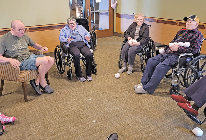 SNOWBALL FIGHT — Residnets at Glenhaven enjoyed a snowball fight this past week. The best part was not having to go outside.
